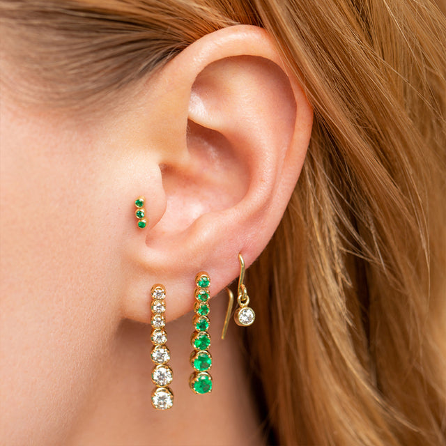 Graduated Emerald Tennis Studs