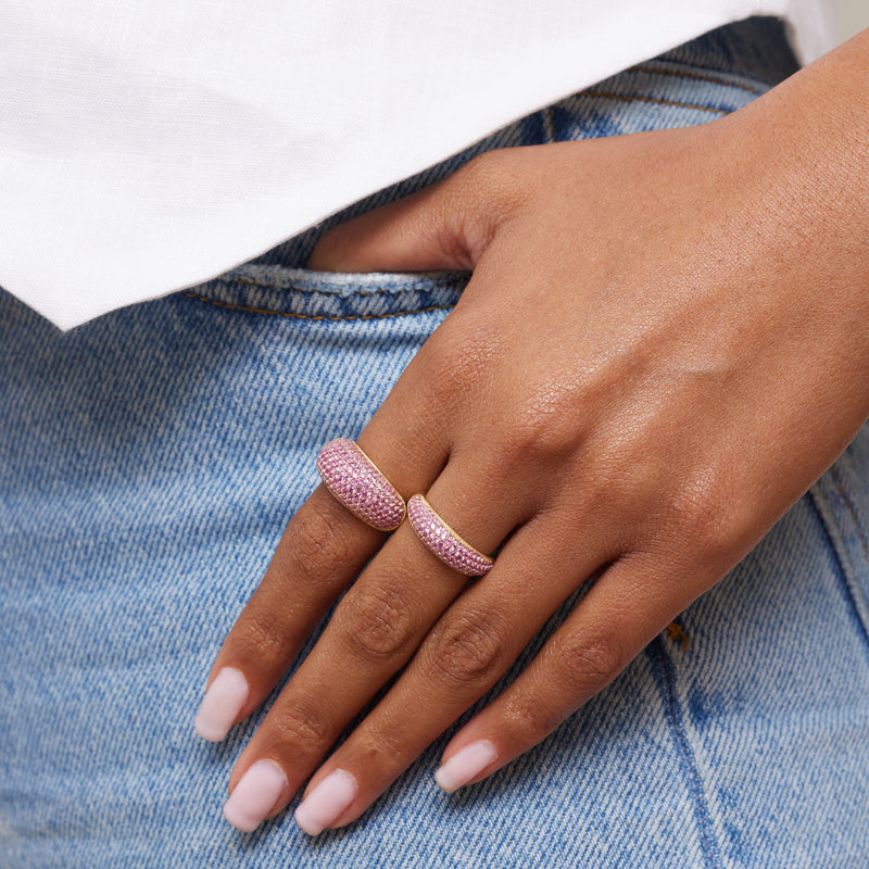 Small Pink Sapphire Dome Ring