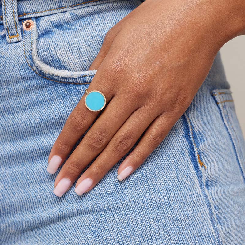 One-of-a-Kind Turquoise Inlay Circle Ring