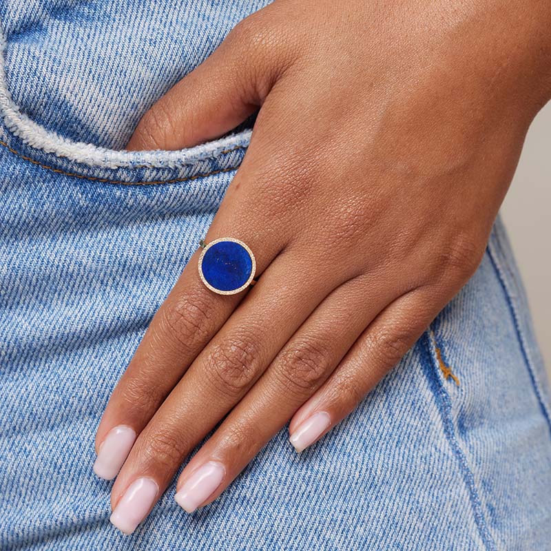 One-of-a-Kind Lapis Inlay Circle Ring