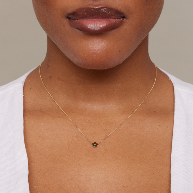 Mini Daisy Necklace with Turquoise Center