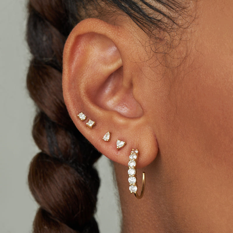 Small 4-Prong Diamond Hoops