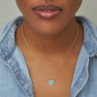 Mini Turquoise Inlay Heart Necklace with Diamond Letter Detail