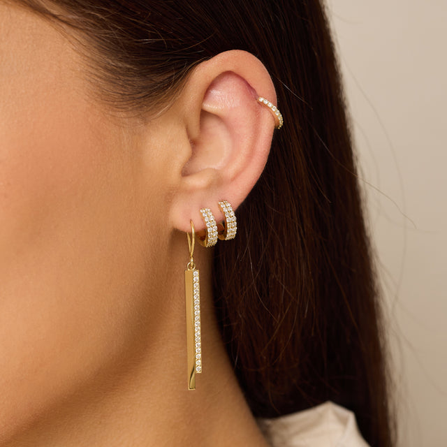 Cascading Double Stick Earrings with Diamond Accent