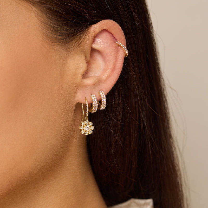 Petite Statement Illusion-Set Diamond Flower Earrings