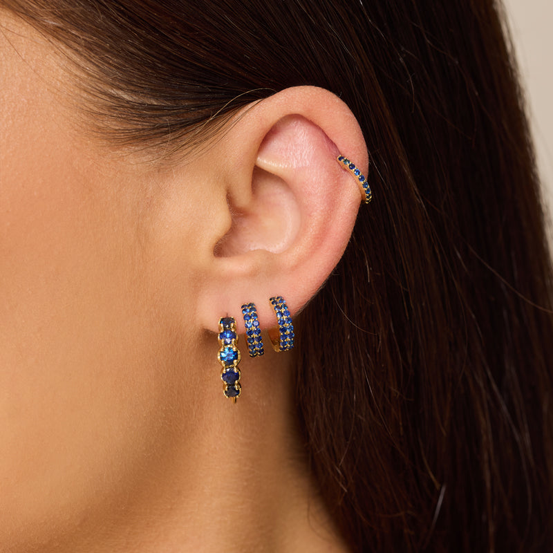 Small Blue Sapphire Graduated Hoops