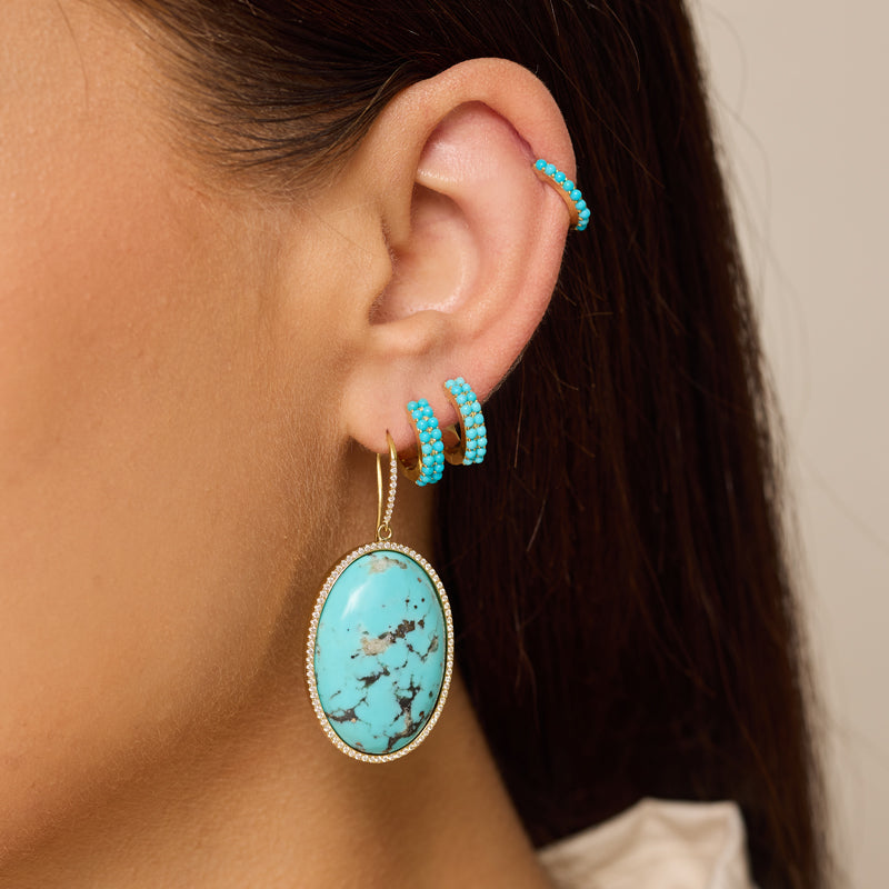 One-of-a-Kind Oval-Cut Turquoise with Diamond Pave Earrings