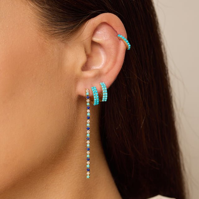4-Prong Diamond, Turquoise, and Lapis Tennis Studs