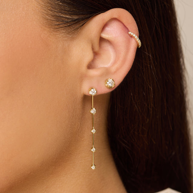 Linear Illusion Set Diamond Earrings