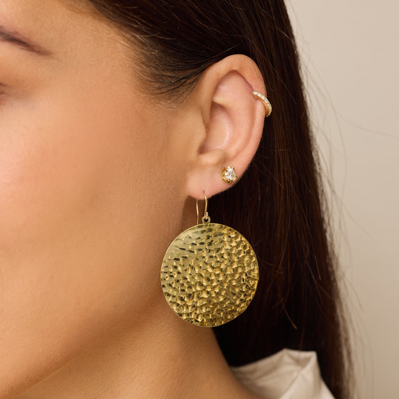 Large Hammered Disc Earrings