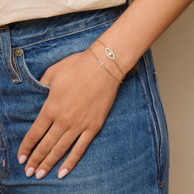 Medium Diamond Open Evil Eye Bracelet