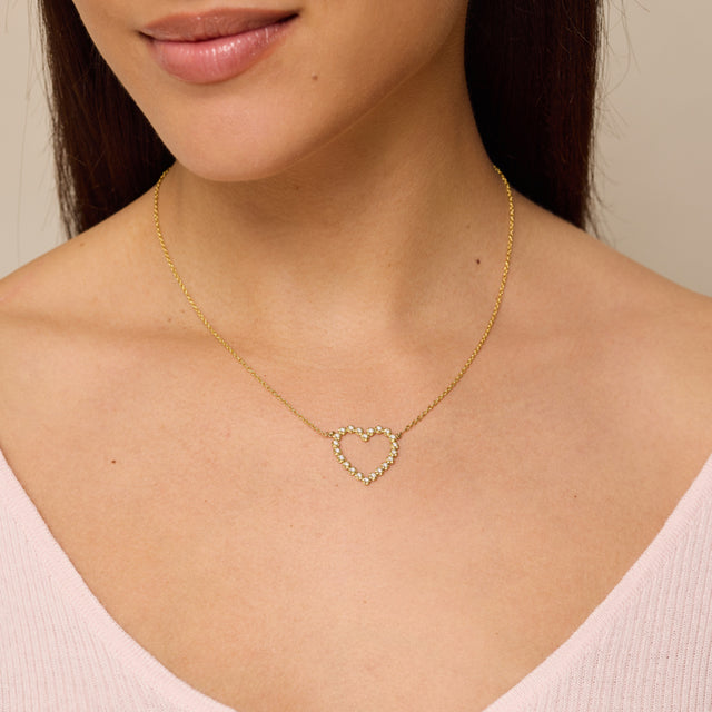 Illusion Set Diamond Open Heart Necklace