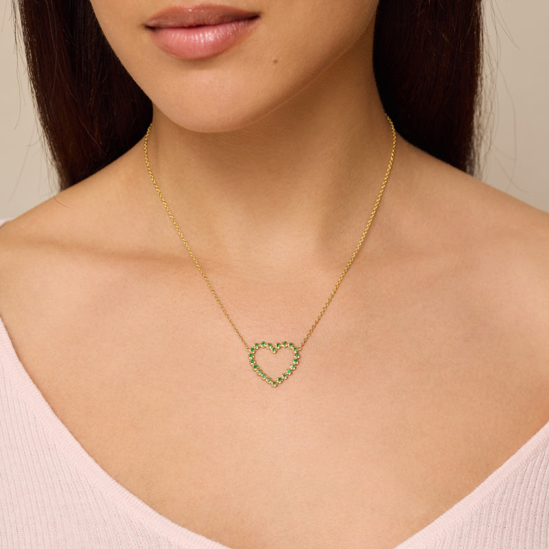 Illusion Set Emerald Open Heart Necklace for Women Jennifer Meyer