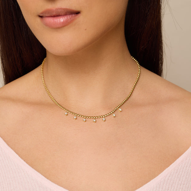 Bezel Tennis Necklace With 7 Medium Illusion Set Diamonds