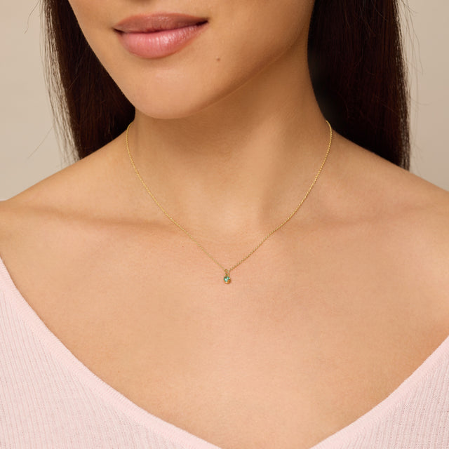Illusion Set Emerald Pendant Necklace