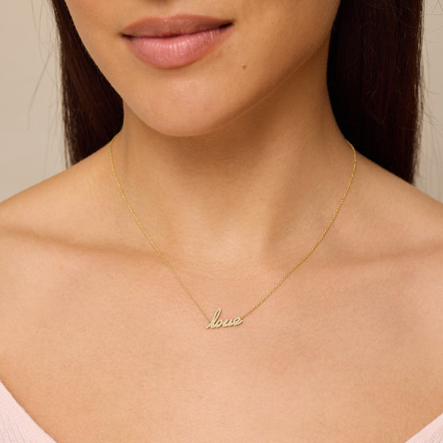 Diamond Love Script Necklace