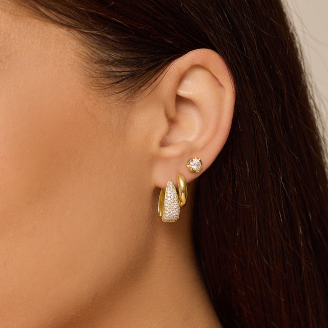 Mini Elongated Diamond Teardrop Huggies