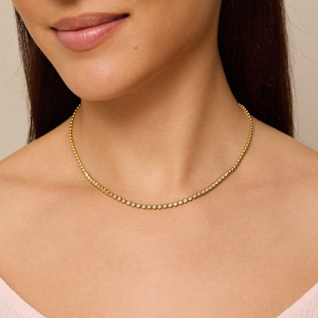 1/3 Diamond Bezel Tennis Necklace