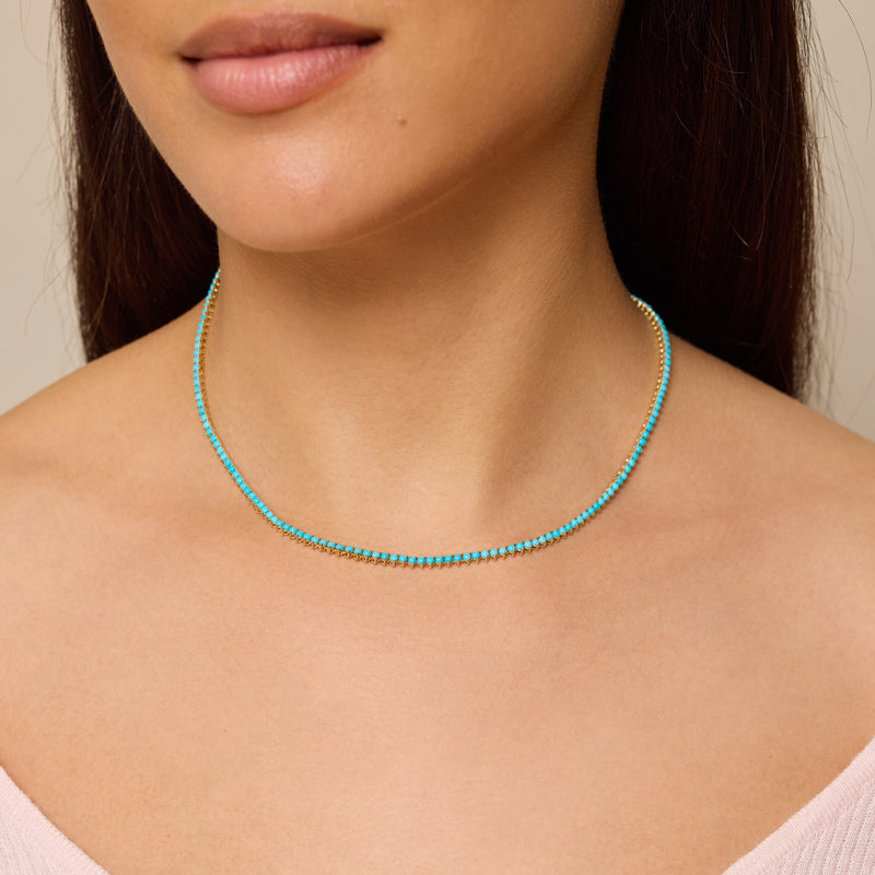 3-Prong Turquoise Tennis Necklace