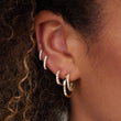 Small Double Hoops with 4-Prong Diamond Accent