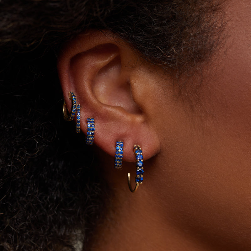 Small 4-Prong Blue Sapphire Hoops