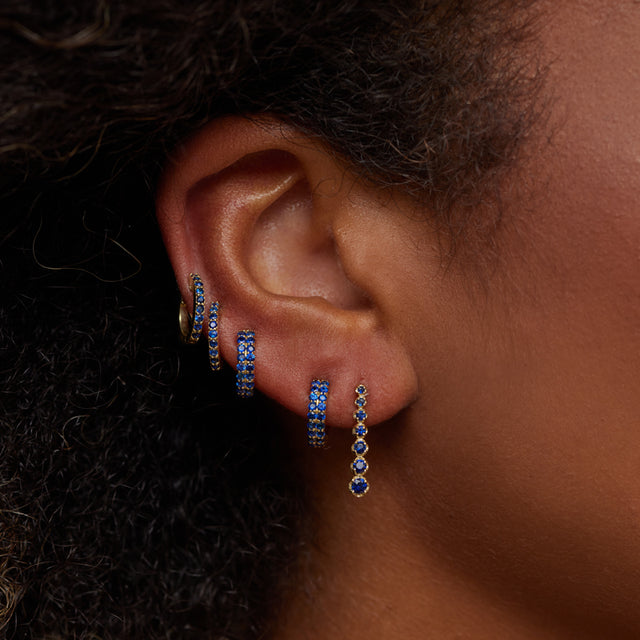 Mini Graduated Blue Sapphire Tennis Studs
