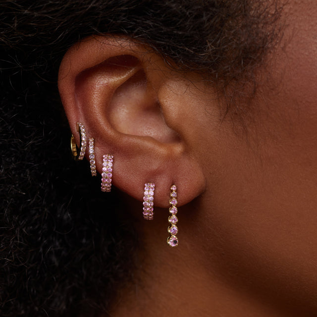 Mini Graduated Pink Sapphire Tennis Studs