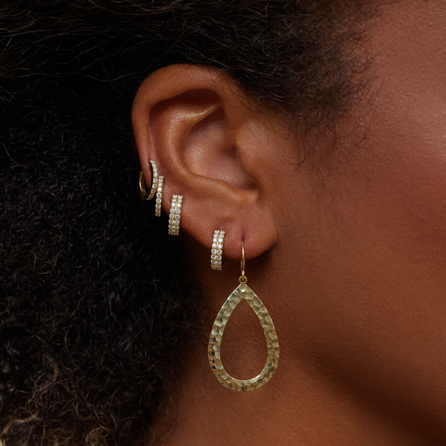 Thin Hammered Open Teardrop Earrings