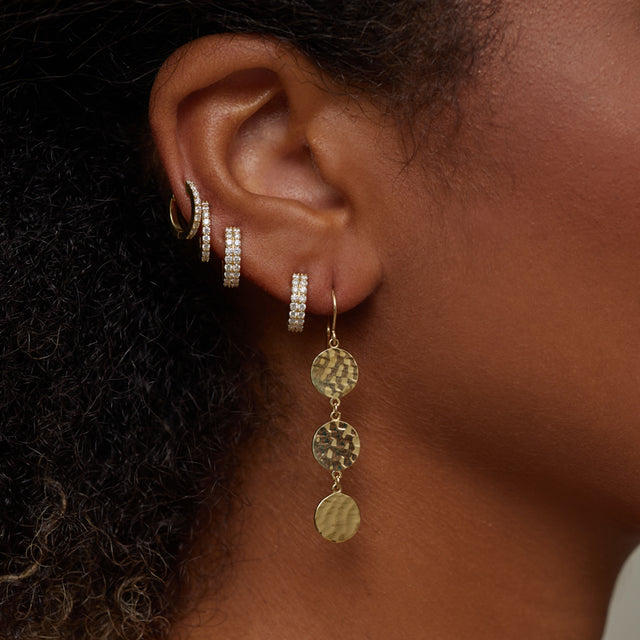 3 Mini Hammered Disc Earrings