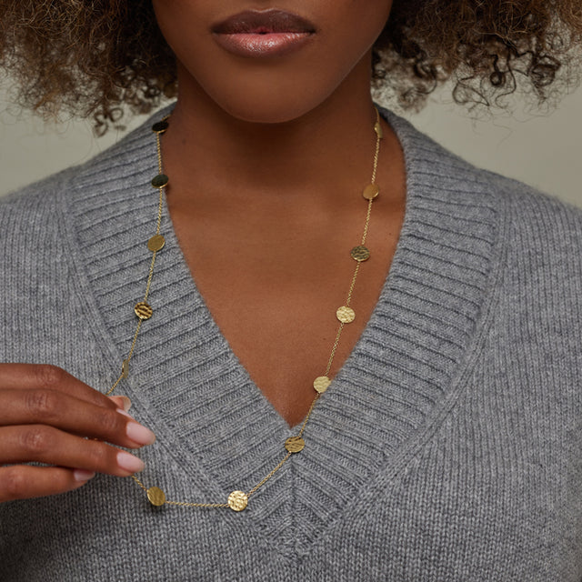 30 Inch Mini Hammered Disc by the Inch Necklace