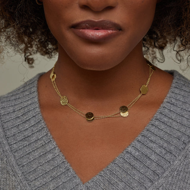 30 Inch Mini Hammered Disc by the Inch Necklace