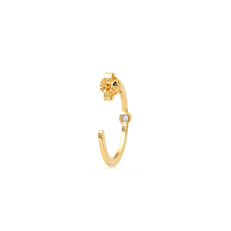 Small Hoops with Diamond Bezel Accent