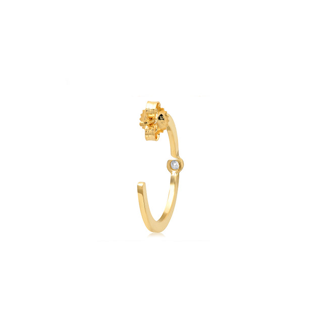 Small Hoops with Diamond Bezel Accent