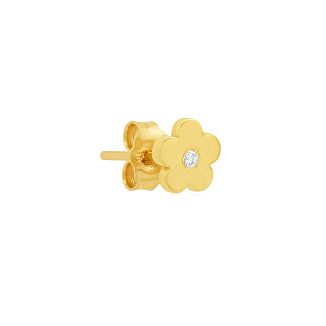 Single Mini Daisy Studs with Diamond Center