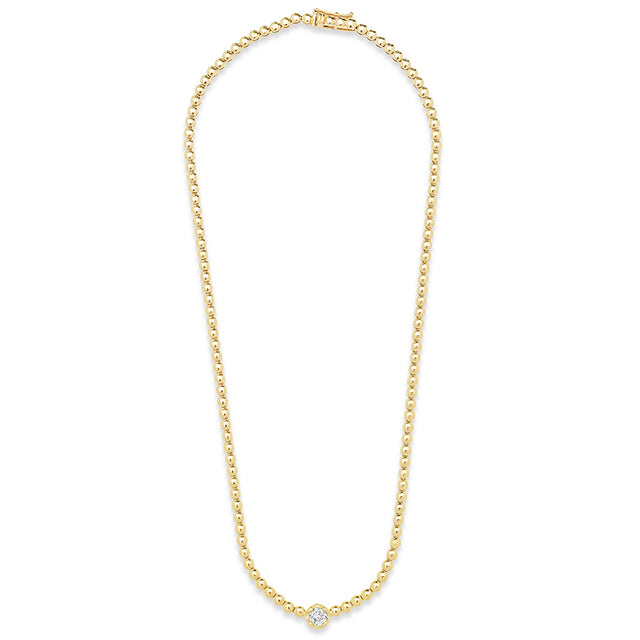 Bezel Tennis Necklace with Illusion Set Diamond Accent