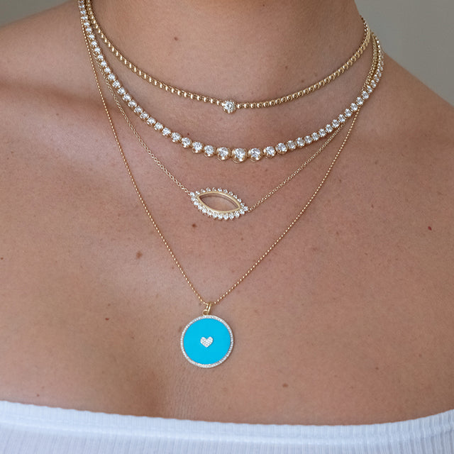 Bezel Tennis Necklace with Illusion Set Diamond Accent