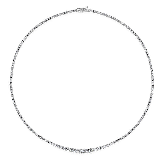 Graduated 4-Prong Diamond Tennis Necklace