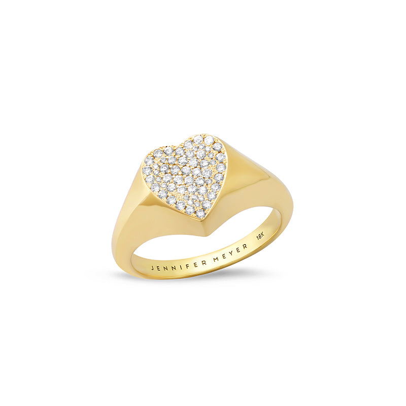 Diamond Heart Signet Ring