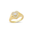 Diamond Heart Signet Ring with Heart-Cut Diamond