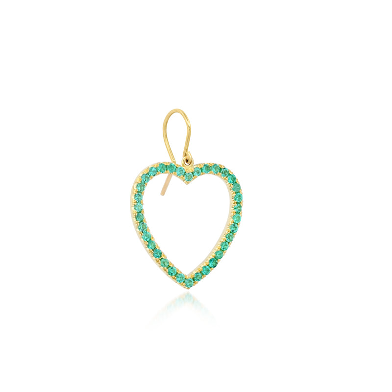 Large Emerald Open Heart Drop Earrings