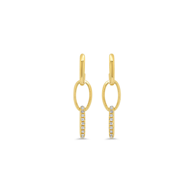 3 Medium Edith Link Studs with Diamond Pave Accent