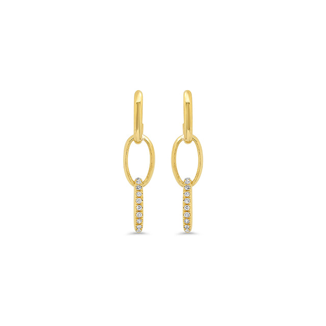 3 Medium Edith Link Studs with Diamond Pave Accent