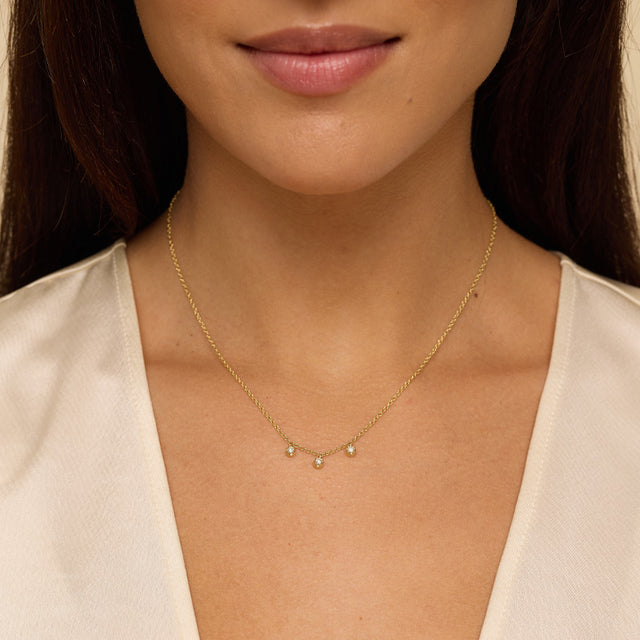 3 Diamond Illusion Set Dangle Necklace