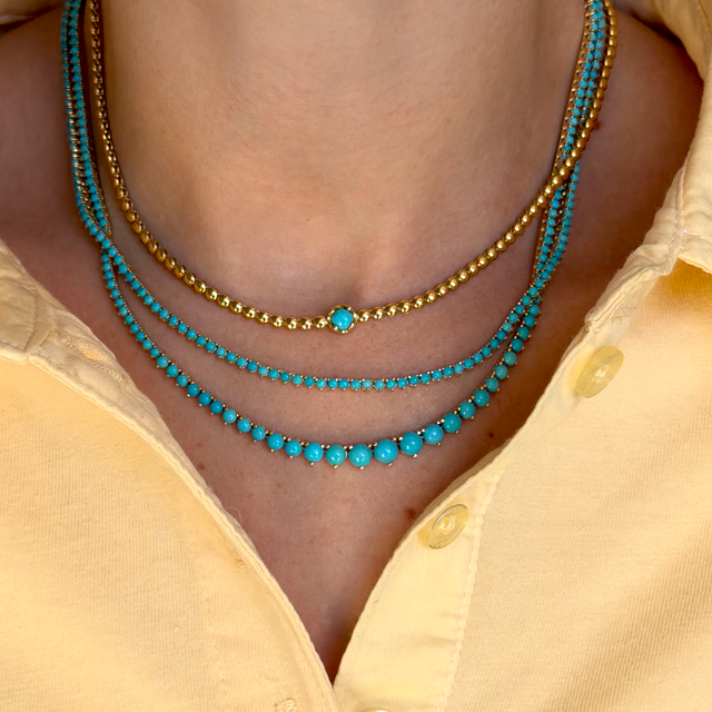 3-Prong Turquoise Tennis Necklace