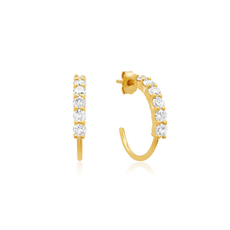 Small 4-Prong Diamond Hoops