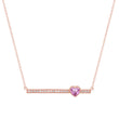 Diamond Stick Necklace with Heart-Cut Pink Sapphire Accent
