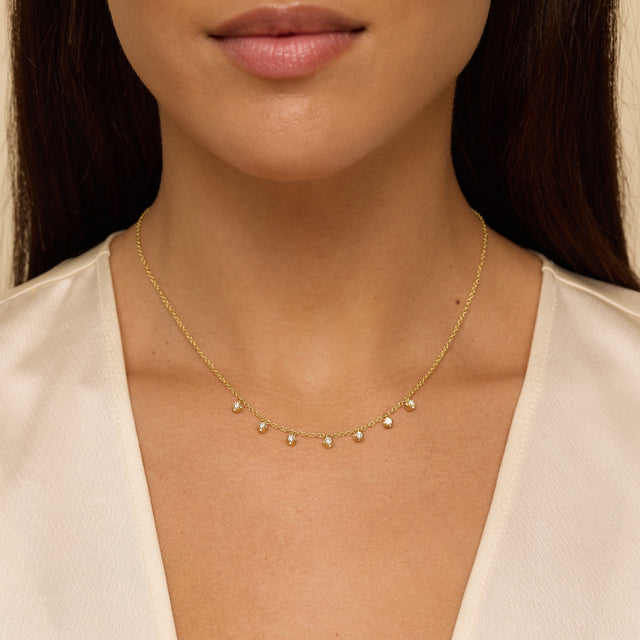 7 Diamond Illusion Set Dangle Necklace