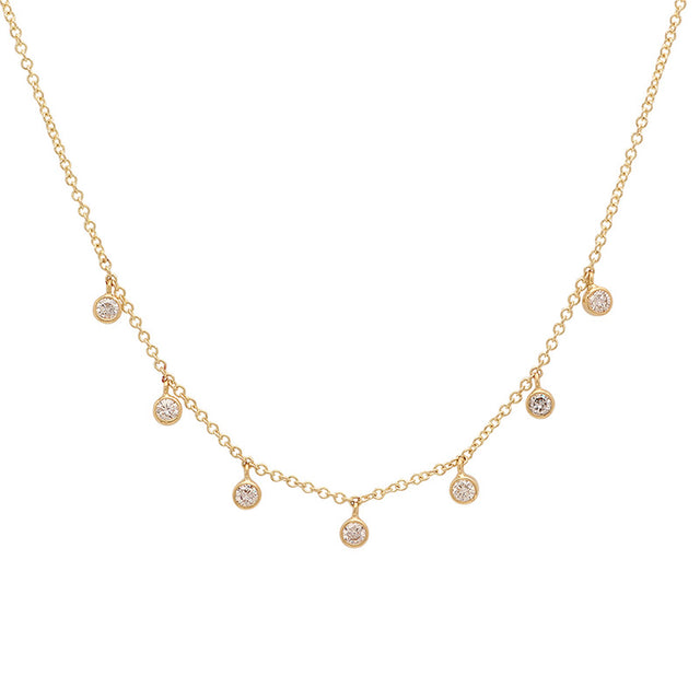7 Mini Diamond Bezel Dangle Necklace