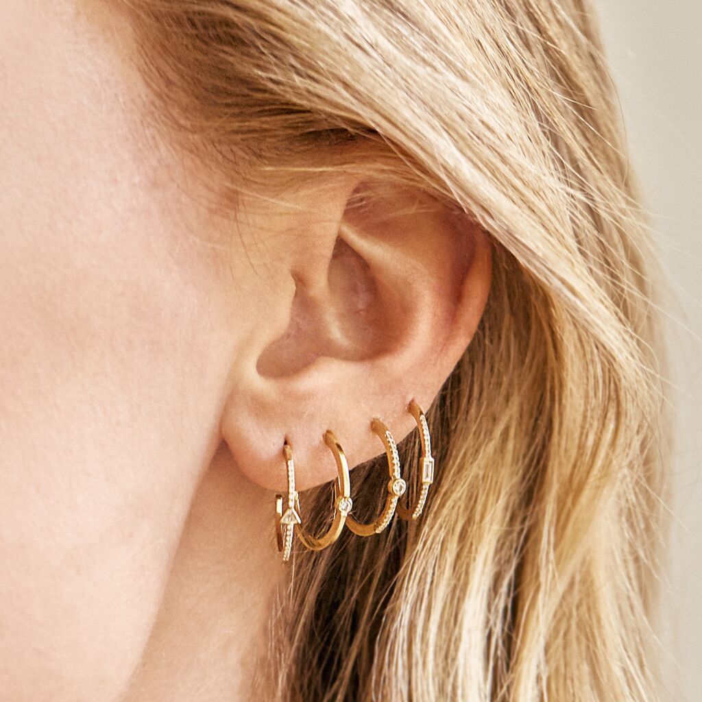 Small Hoops with Diamond Bezel Accent