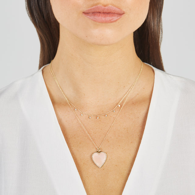 7 Mini Diamond Bezel Dangle Necklace